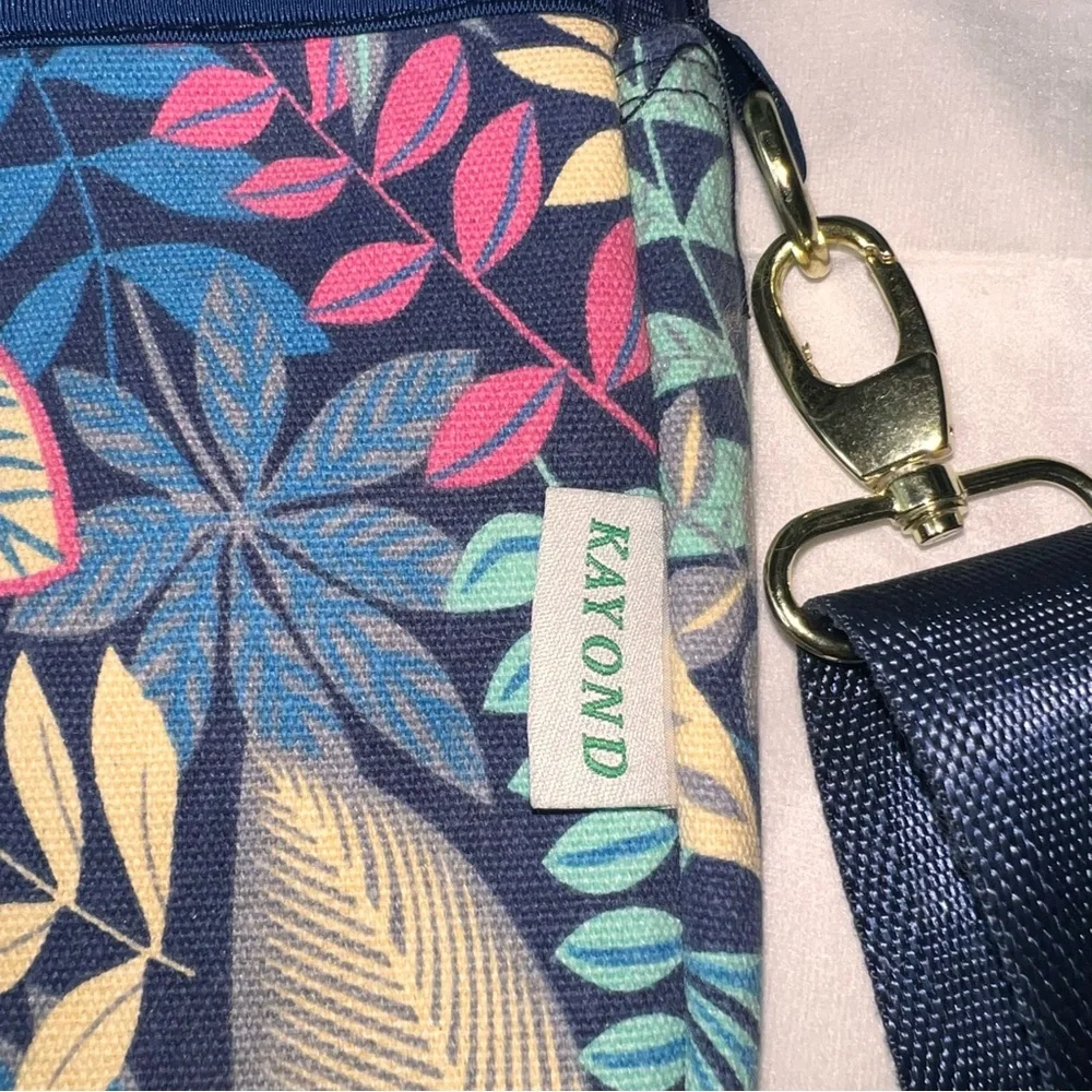 Kayond Tablet Small Laptop Case Colorful Leaf Print Blue Shoulder Strap 13 Inch